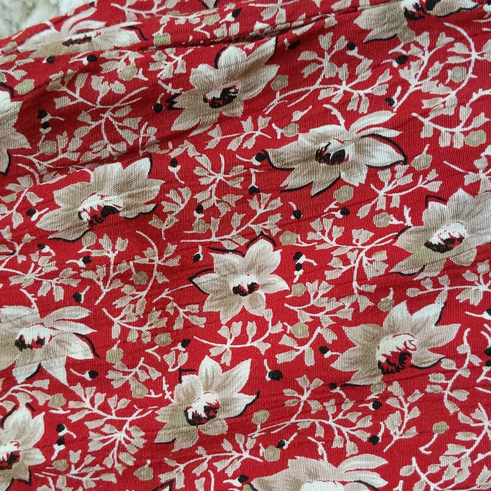 Talbots Petite Floral High Waisted High Rise Pleated Pants M Red White - Picture 7 of 16